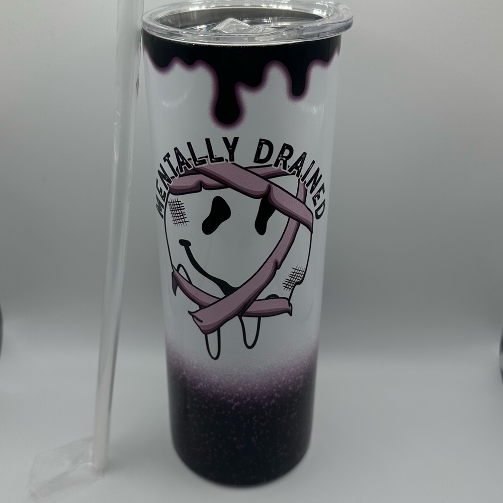 Stainless Steel 20oz Tumbler with Straw Mentally Drained